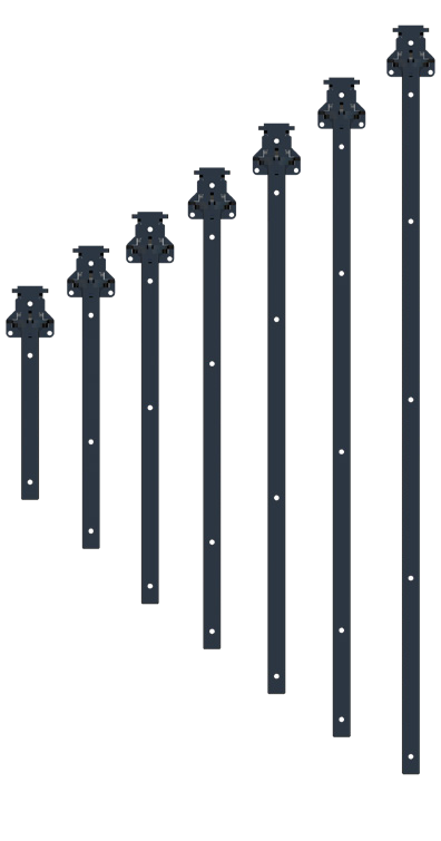 Digga XO100 and XT100 Auger Extensions: XT100 (inner) range render, seven lengths