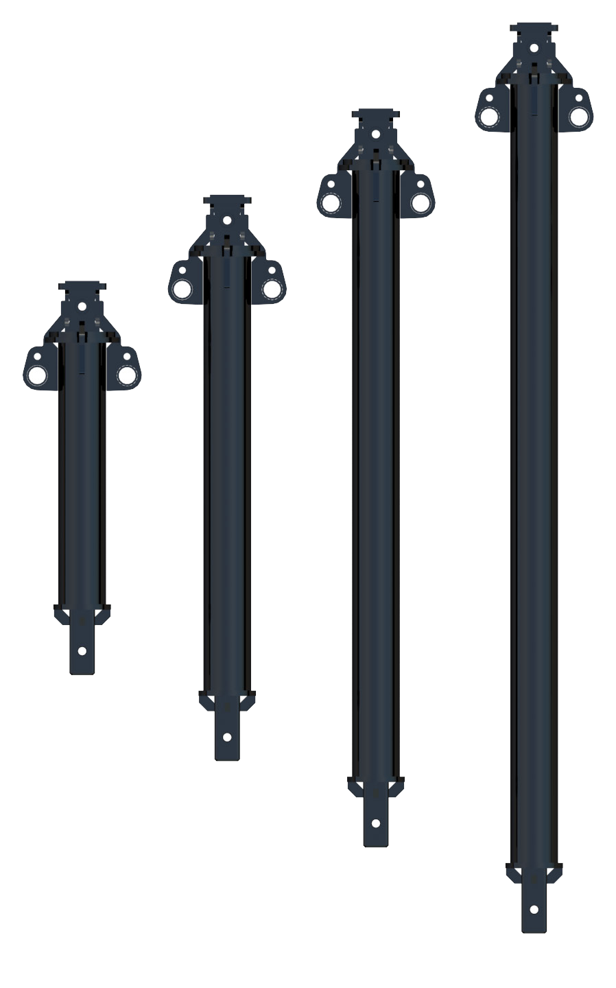 Digga XO75HD and XT75HD Heavy Duty Auger Extensions: XO75HD (outer) range render, four lengths